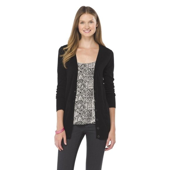 Mossimo Knit Quarter Sleeve Black Cardigan Sweater - Picture 2 of 9